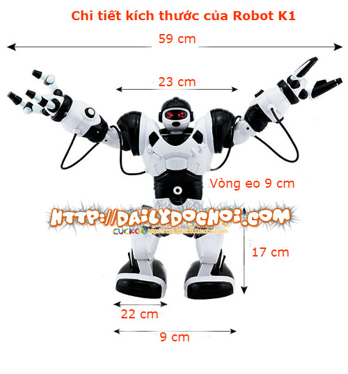 Kích thước đầy đủ của K1 giúp bạn có cái nhìn tổng quan về siêu robot này