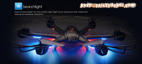 Hệ thống đèn thích hợp chơi đêm, 2 đèn đuôi mầu đỏ dễ xác định hướng bay
